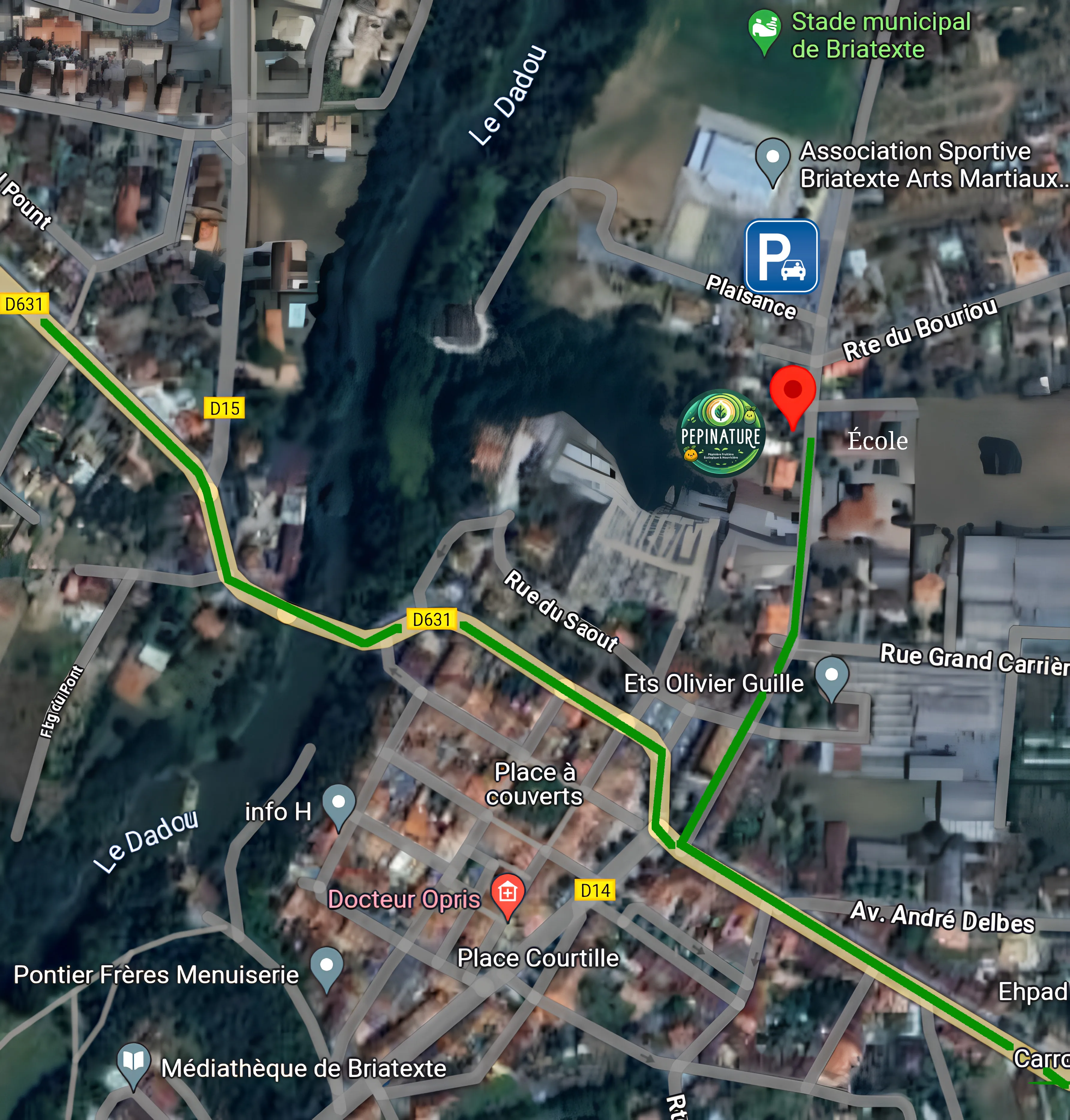 Carte Briatexte / Pépinière / Parking